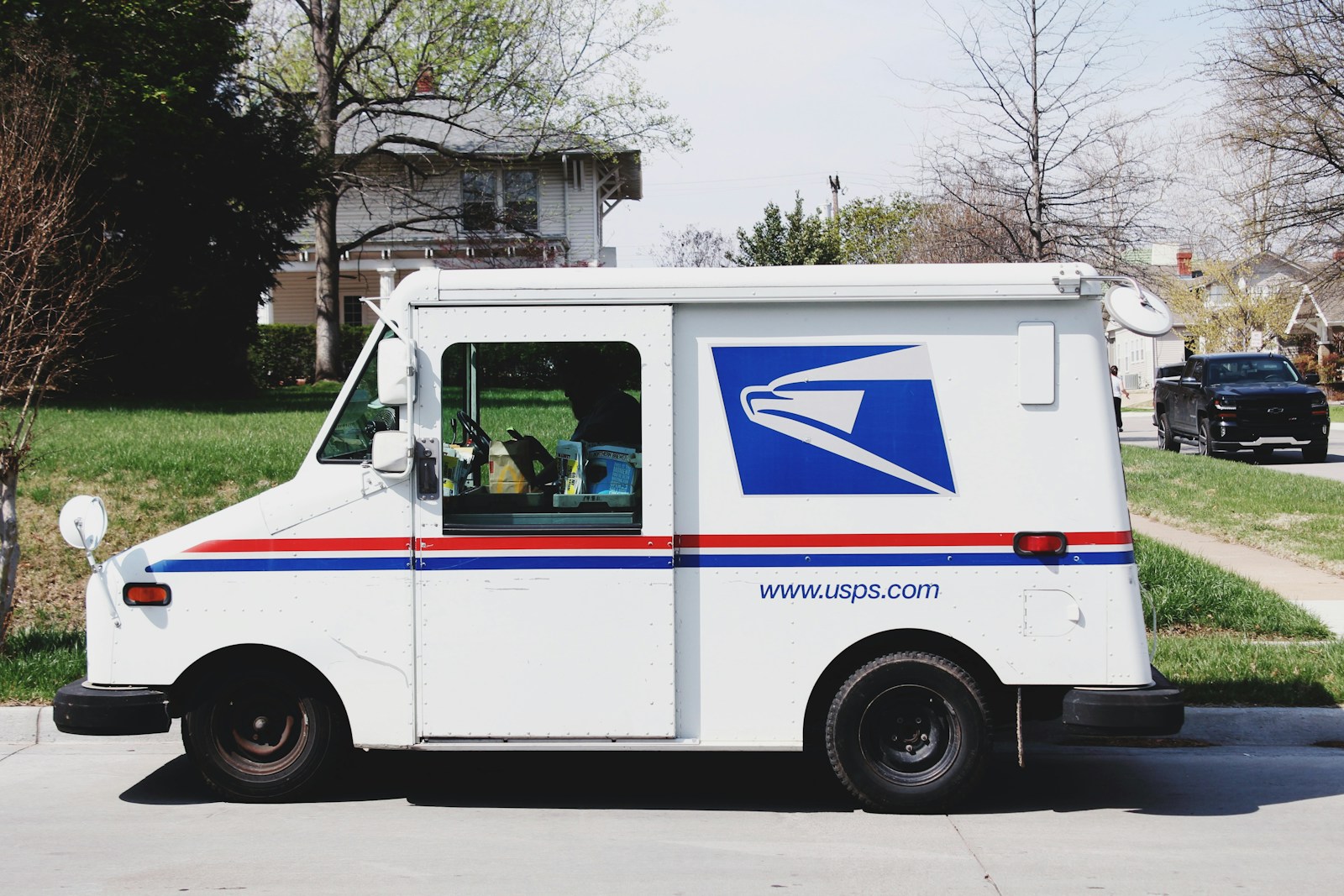 landscape photography of white box van